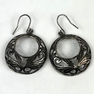 Sterling Silver 925 Earrings Vintage Dreamcatcher Pierced Dangle Circle Solid
